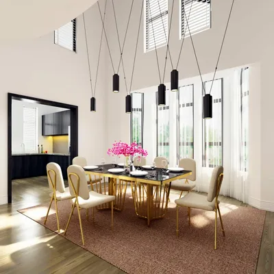 Stół ELBA Gold 180x90 - czarny/złoty