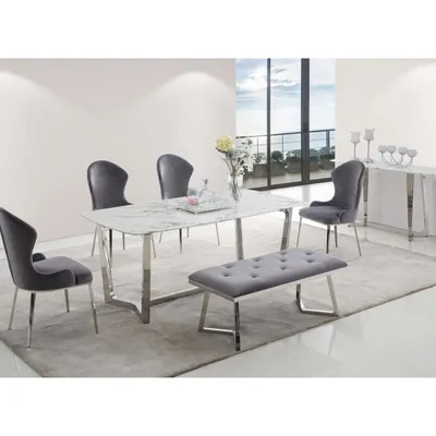 Stół WHITE CARRERA 180x90 - biały/srebrny