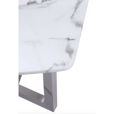 Stół WHITE CARRERA 180x90 - biały/srebrny
