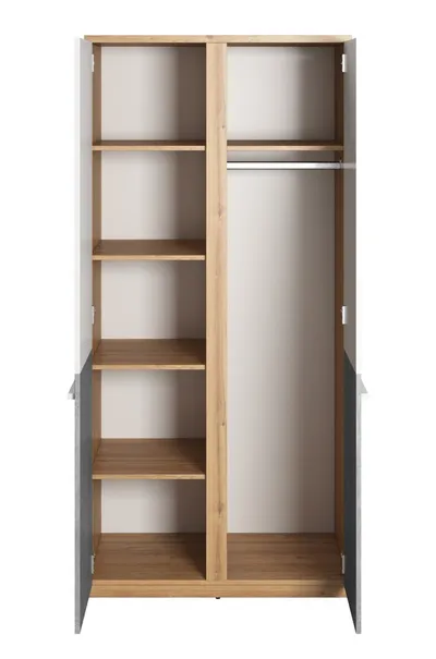 Szafa 2-drzwiowa PLANO PN-02 - dąb nash/biały/beton