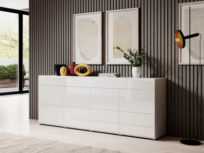 Komoda TOLEDO 25 - biały laminat/biały połysk