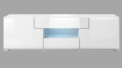 Komoda TV mała TOLEDO 41 - biały laminat/biały połysk