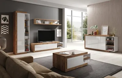 Witryna z półkami SINTRA 05 - dąb Samdal/biały