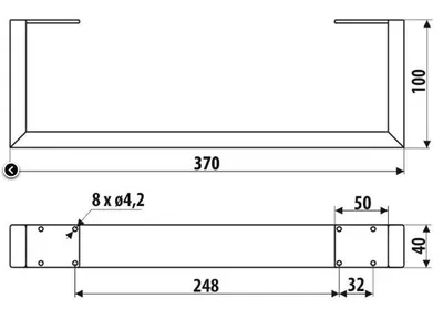 Noga meblowa NS39 Czarny Mat H=120 mm Szerokość 370 mm