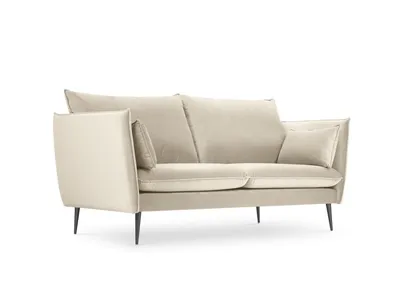 Aksamitna sofa 2-osobowa AGATE - czarne nogi