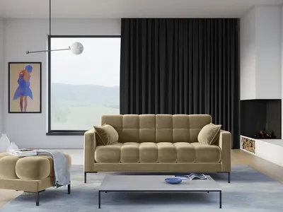 Aksamitna sofa 2-osobowa MAMAIA - czarne nogi