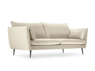 Aksamitna sofa 3-osobowa AGATE - czarne nogi