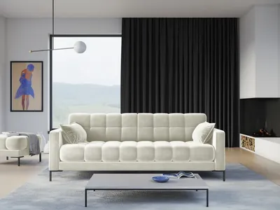 Aksamitna sofa 4-osobowa MAMAIA - czarne nogi