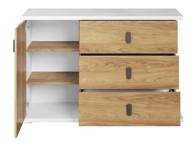 Komoda 1-drzwiowa z szufladami SIMI MS-05 - biały alpejski/hikora naturalna