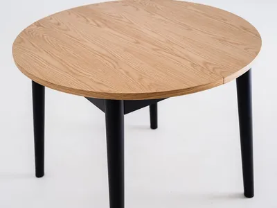 Drewniany stół okrągły rozkładany ANTON ROUND 95-175x95 - dąb/czarny