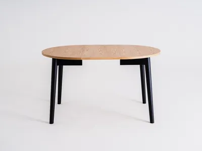 Drewniany stół okrągły rozkładany ANTON ROUND 95-175x95 - dąb/czarny
