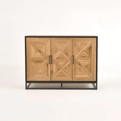Komoda drewniana 3D1S INDUS - dąb/czarny