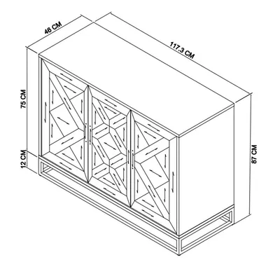 Komoda drewniana 3D1S INDUS - dąb/czarny