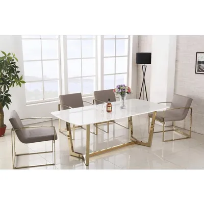 Stół WHITE CARRERA 160x90 - biały/złoty