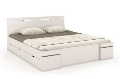 Łóżko drewniane bukowe z szufladami SPARTA Maxi&DR 160x200 - biały