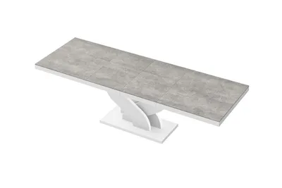 Stół rozkładany BELLA 160/256x89 - szary beton mat/biały połysk