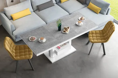 Ławostół QUADRO MAX - szary beton mat/biały połysk