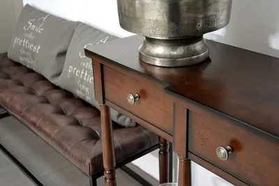Konsola z szufladami i półką AVOLA ANTIQUE MAHOGANY 3S - mahoniowy