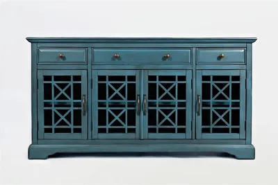 Komoda czterodrzwiowa AVOLA ANTIQUE BLUE 4D/3S - turkusowy