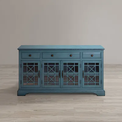 Komoda czterodrzwiowa AVOLA ANTIQUE BLUE 4D/3S - turkusowy