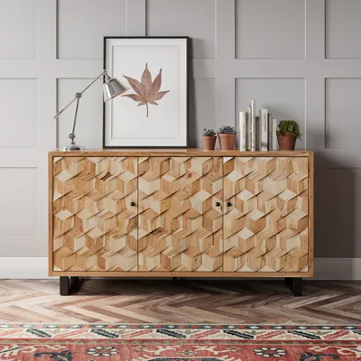 Komoda drewniana retro AVOLA NATURAL 3D - naturalne drewno
