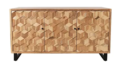 Komoda drewniana retro AVOLA NATURAL 3D - naturalne drewno