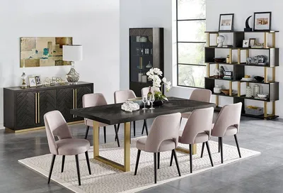 Stół retro SEVILLE 01 200x100 - czarny/złoty