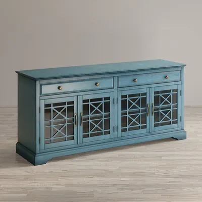 Komoda czterodrzwiowa AVOLA ANTIQUE BLUE 4D/2S - ciemnoniebieski