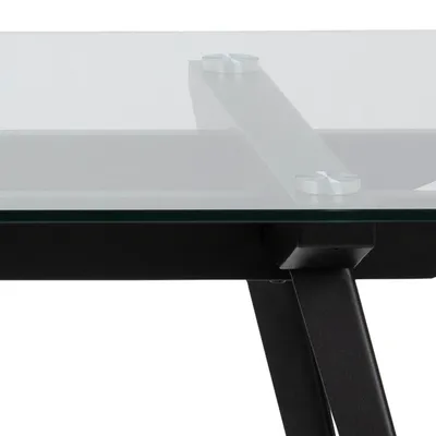 Stół MONTI 180x90 - transparentny/czarny