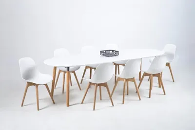 Stół rozkładany BELINA 170/270x100 - biały/dąb