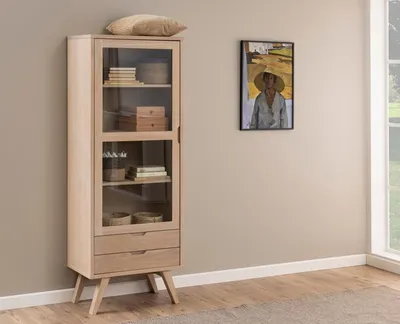 Witryna z szufladami A-LINE 190 cm - dąb bielony