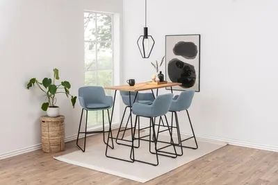 Lisa bar stool Seat dusty blue Town 89 Base metal matt black 2-Pack