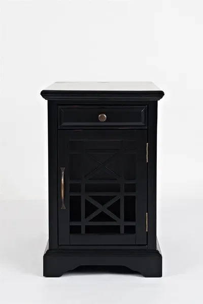 Szafka z szufladą i drzwiami AVOLA ANTIQUE BLACK 1D/1S - czarny