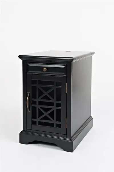Szafka z szufladą i drzwiami AVOLA ANTIQUE BLACK 1D/1S - czarny