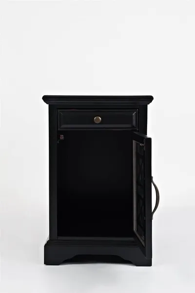 Szafka z szufladą i drzwiami AVOLA ANTIQUE BLACK 1D/1S - czarny