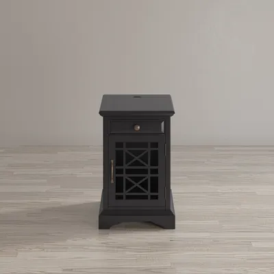 Szafka z szufladą i drzwiami AVOLA ANTIQUE BLACK 1D/1S - czarny