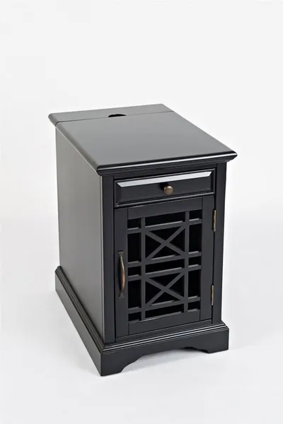 Szafka z szufladą i drzwiami AVOLA ANTIQUE BLACK 1D/1S - czarny