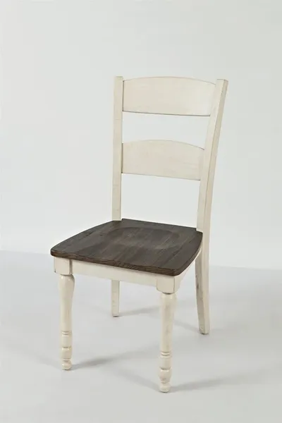Krzesło drewniane AVOLA VINTAGE WHITE - biały/brązowy