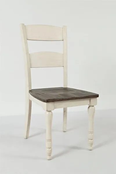 Krzesło drewniane AVOLA VINTAGE WHITE - biały/brązowy