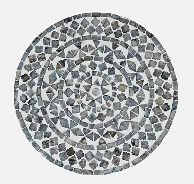 Stolik okrągły z muszli AVOLA GREY TRIBAL - szary