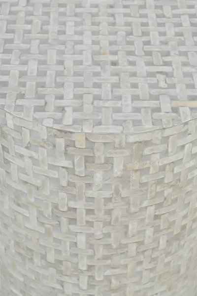 Stolik okrągły z muszli AVOLA GREY BASKET WEAVE - szary
