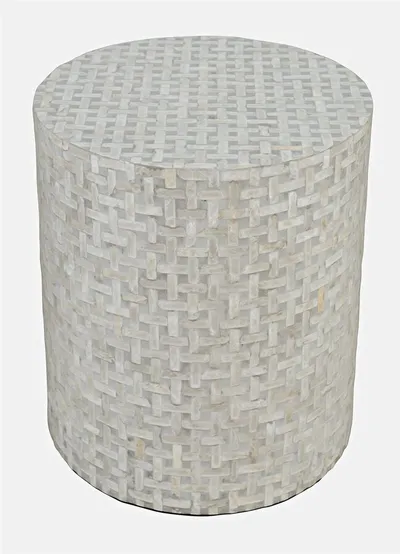 Stolik okrągły z muszli AVOLA GREY BASKET WEAVE - szary