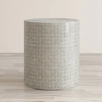 Stolik okrągły z muszli AVOLA GREY BASKET WEAVE - szary