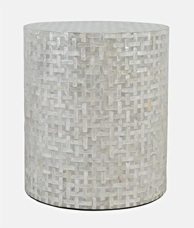 Stolik okrągły z muszli AVOLA GREY BASKET WEAVE - szary