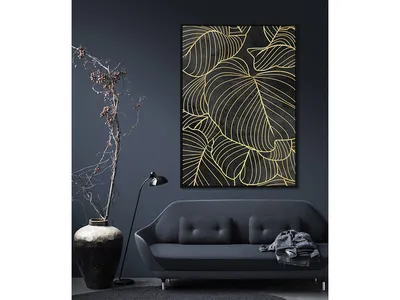 Obraz złote liście A0881 80x120 cm - czarny