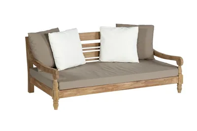 Sofa 2-osobowa z drewna tekowego KAWANG - taupe