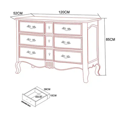 Komoda VENEZIA BIANCO 815K - 9 szuflad