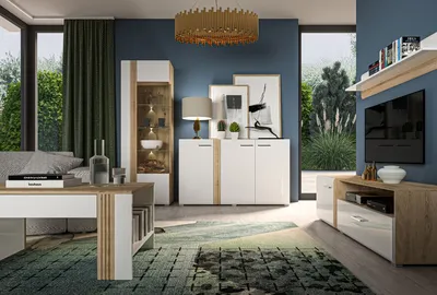 Szafka RTV ADAGIO 07 - dąb castello/biały połysk