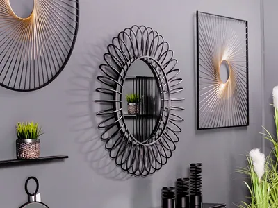 Lustro słońce TOYJ19-342B Ø101 cm - czarny