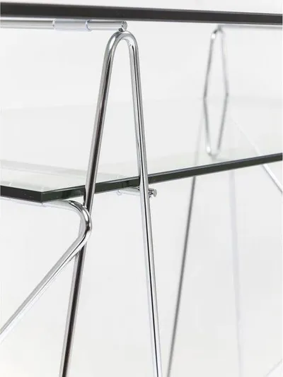 Biurko szklane z półką POLAR 135x65 - srebrny